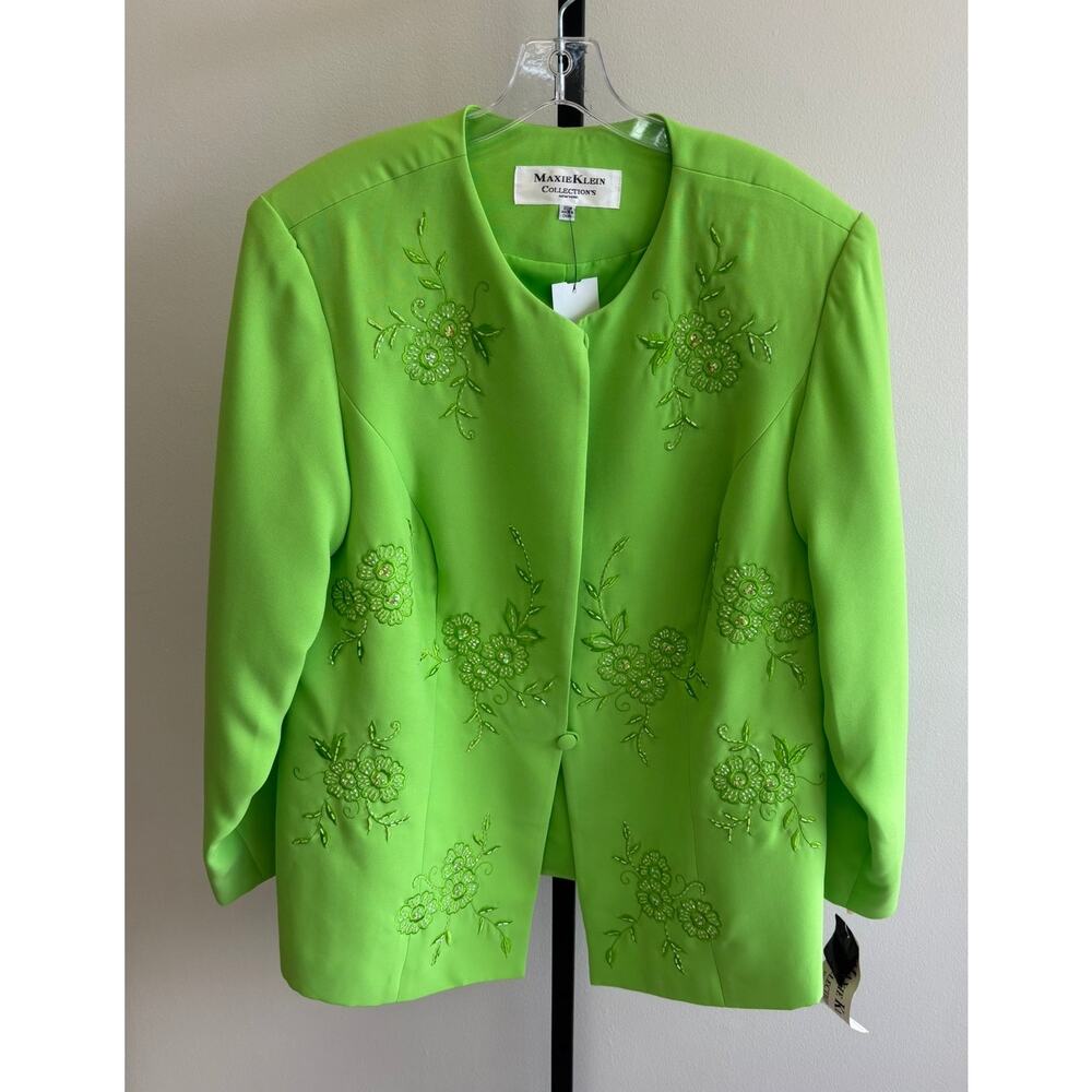 Maxie Klein Collections Green Beaded Blazer Size 20W NWT #34393